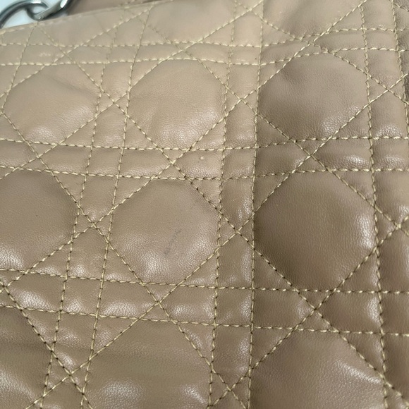 Authentic Christian Dior Nude Cannage Quilted Leather Hobo Handbag - Picture 7 of 13